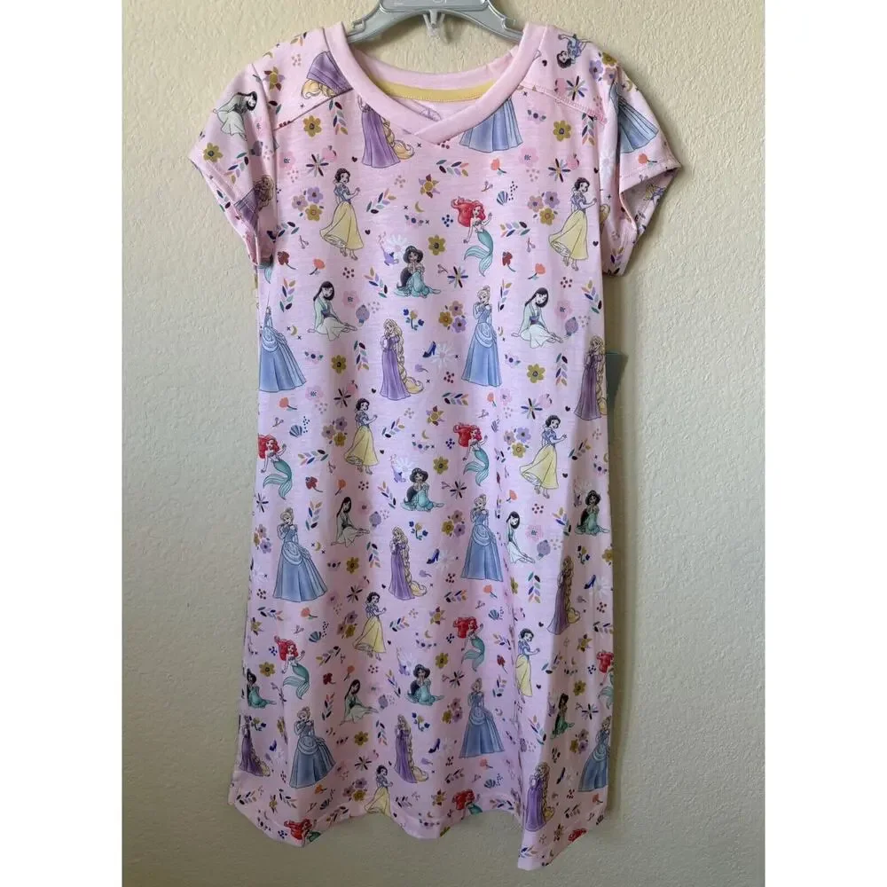 Disney Princess Cinderella Snow White Mulan Short Sleeve Nightshirt Size 9/10
